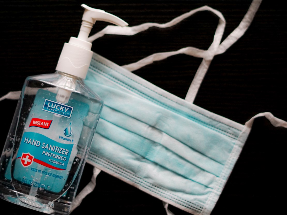 Mask and hand sanitiser