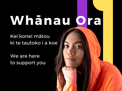 Young Māori female wearing an orange hoodie